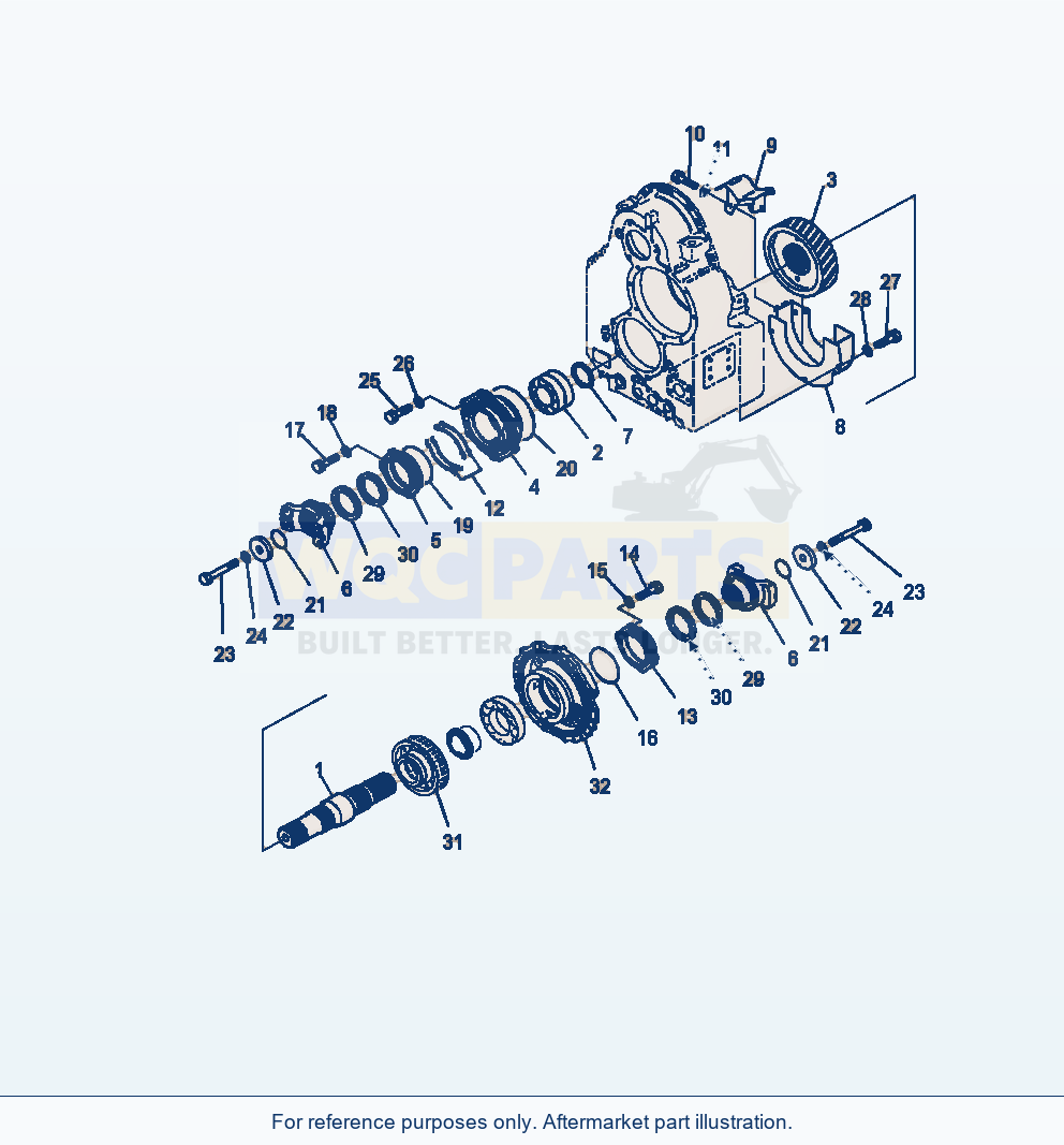 Komatsu WA500-7 Transmission Output Shaft parts diagram