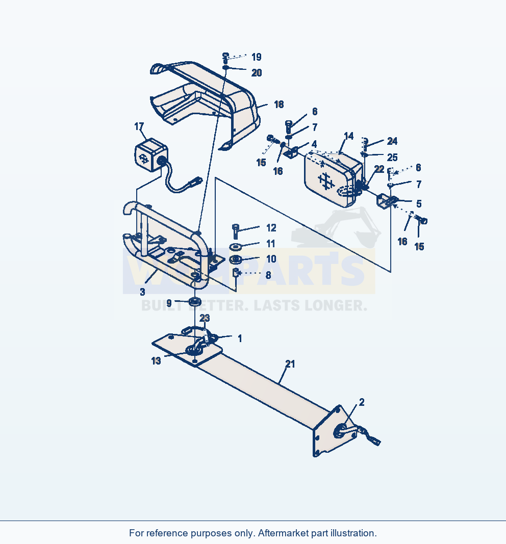 Komatsu WA500-7 right front lamp parts diagram, serial A94001-UP