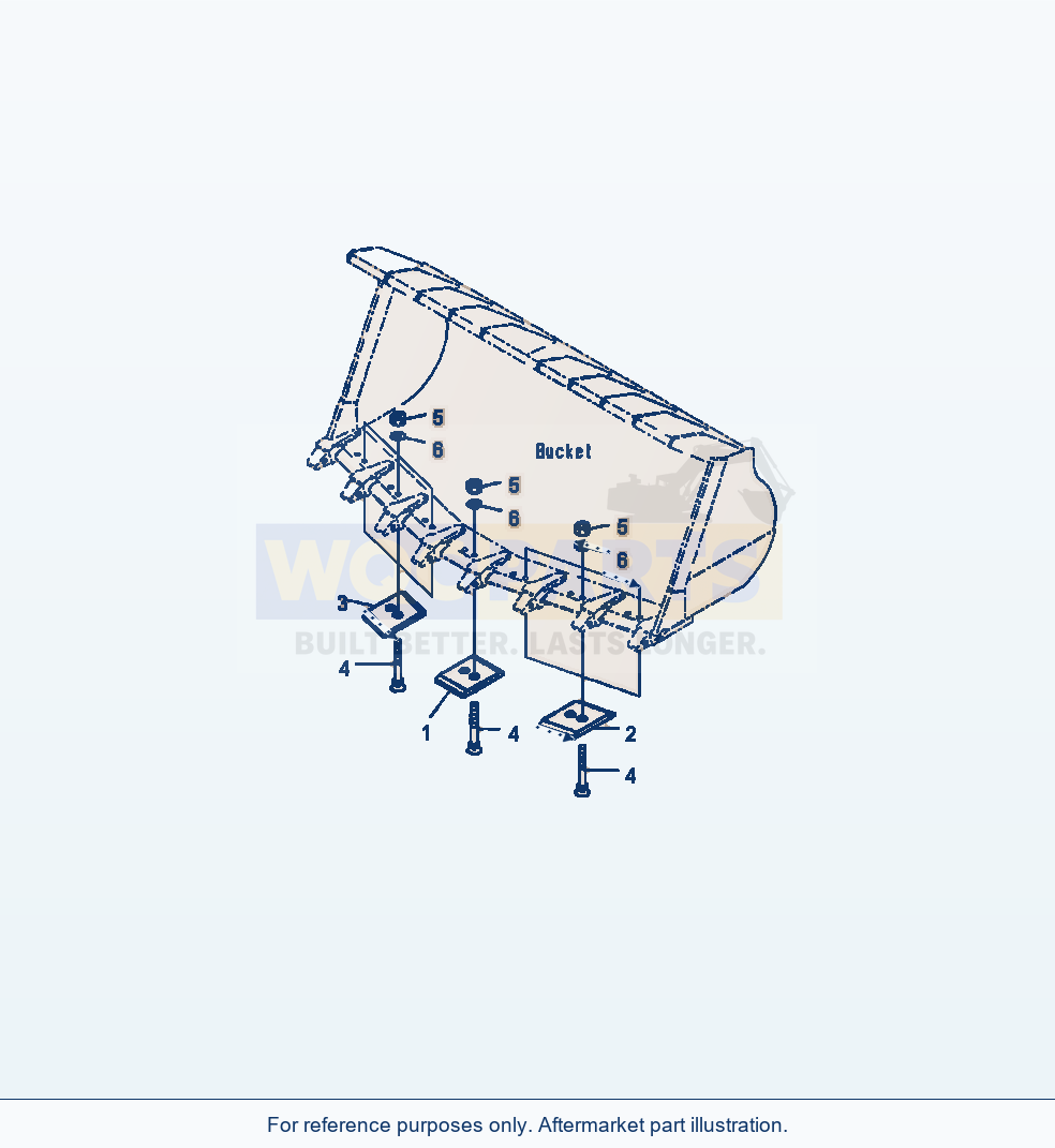 Komatsu WA500-7 spade-nose rock bucket segment cutting edge parts diagram, serial A94001-UP