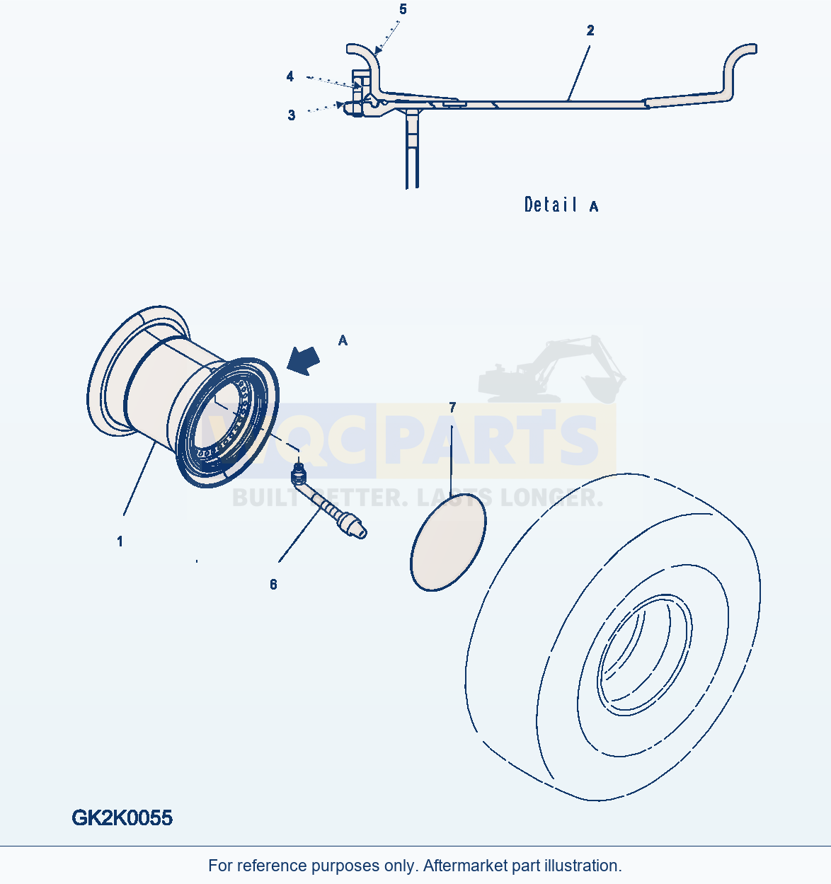 Komatsu WA500-7 Rim, 29.5 R25 parts diagram