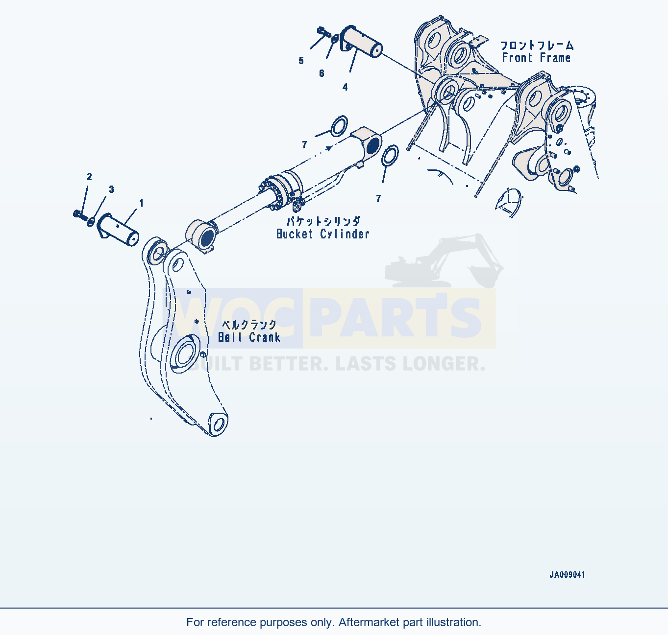 Komatsu WA500-7 Bucket Cylinder, Pin (#10001-) parts diagram