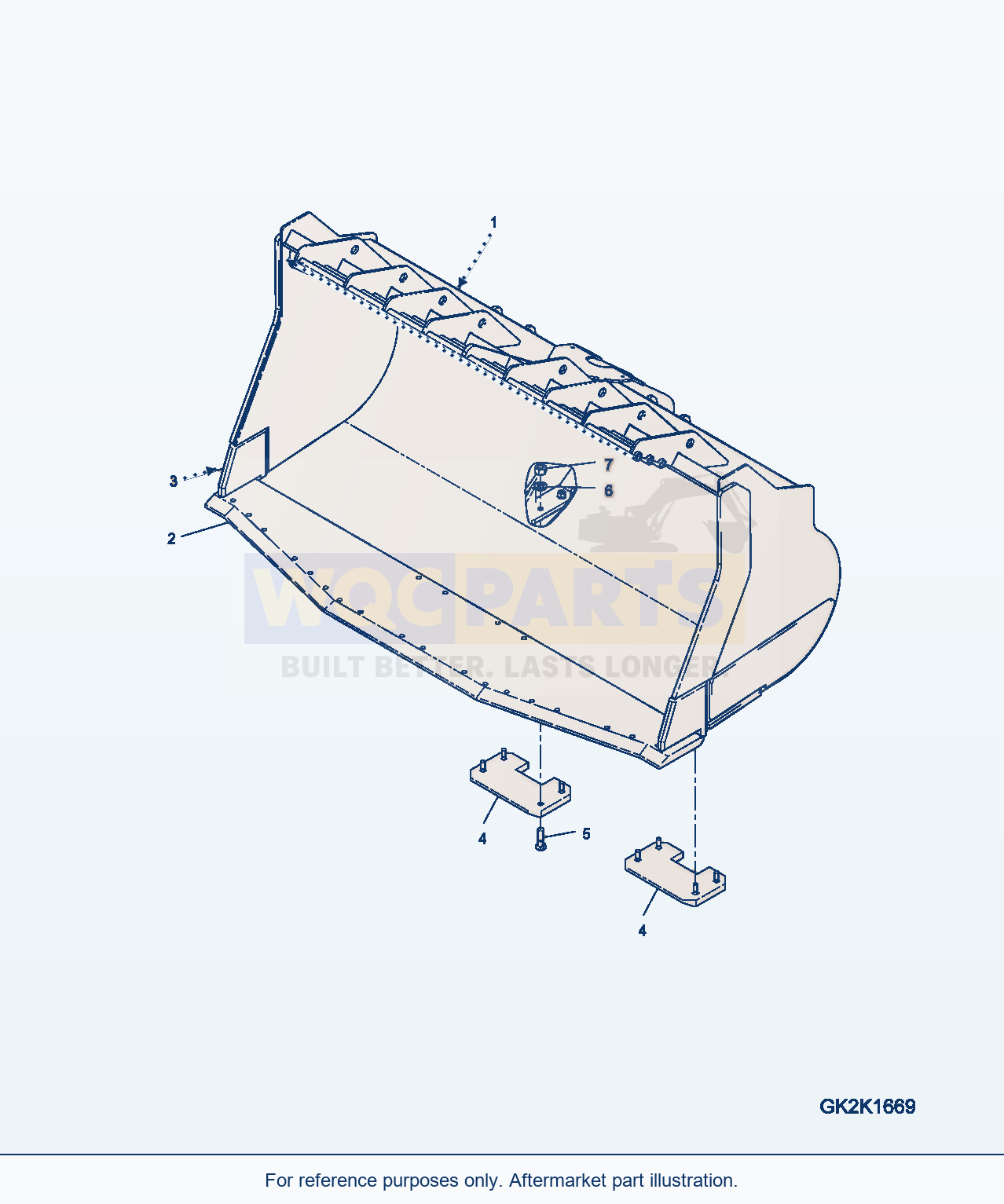 Komatsu WA500-7 Bucket, Typ Rock-Sp, 4.9m³, Without Teeth parts diagram