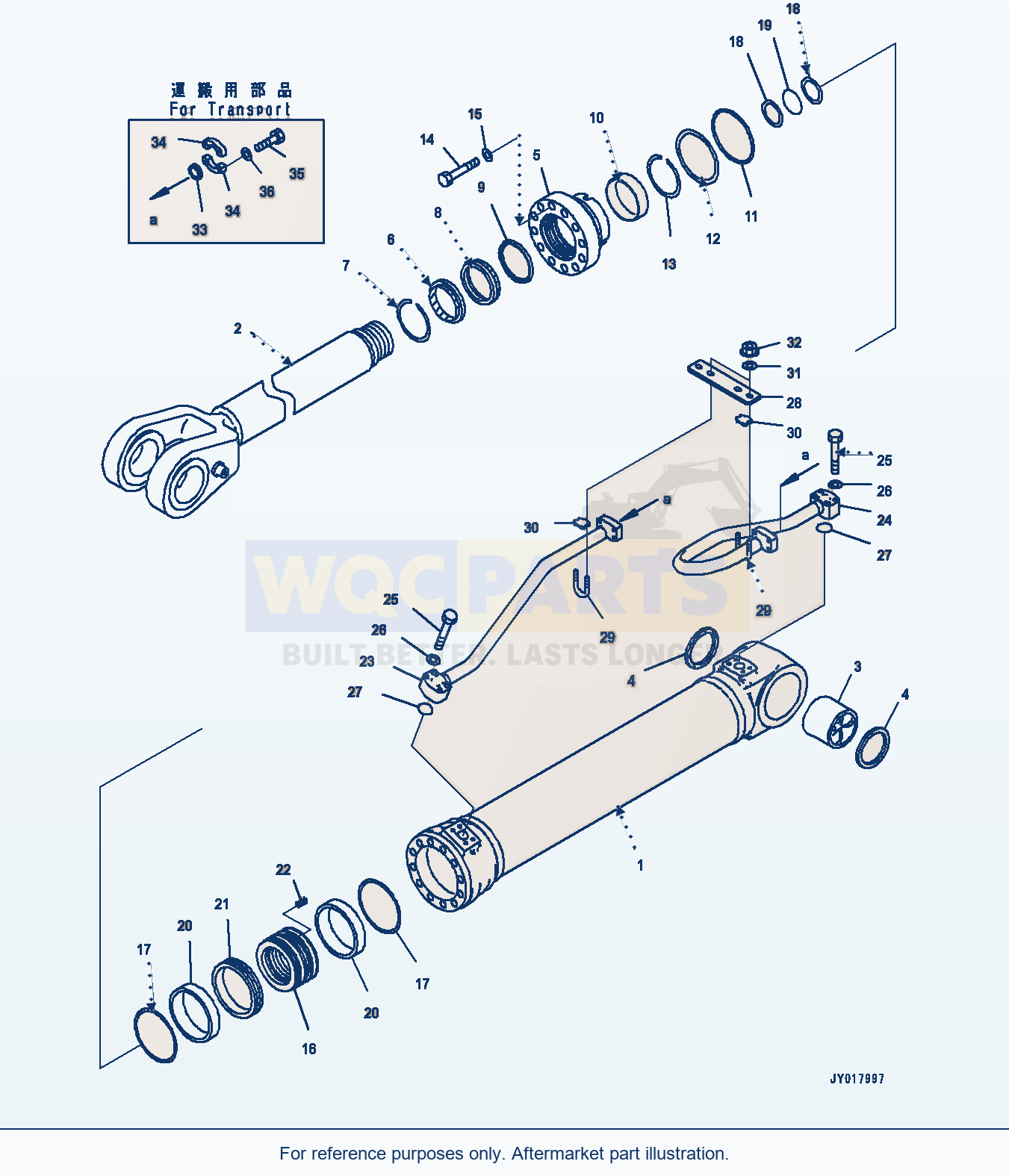 Komatsu WA500-7 Lift Cylinder, R.H. Serial 10001-UP parts diagram