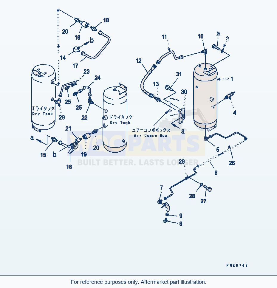 Komatsu WA600-1 Air Piping (Wet Tank To Dry Tank)(#11191-) parts diagram