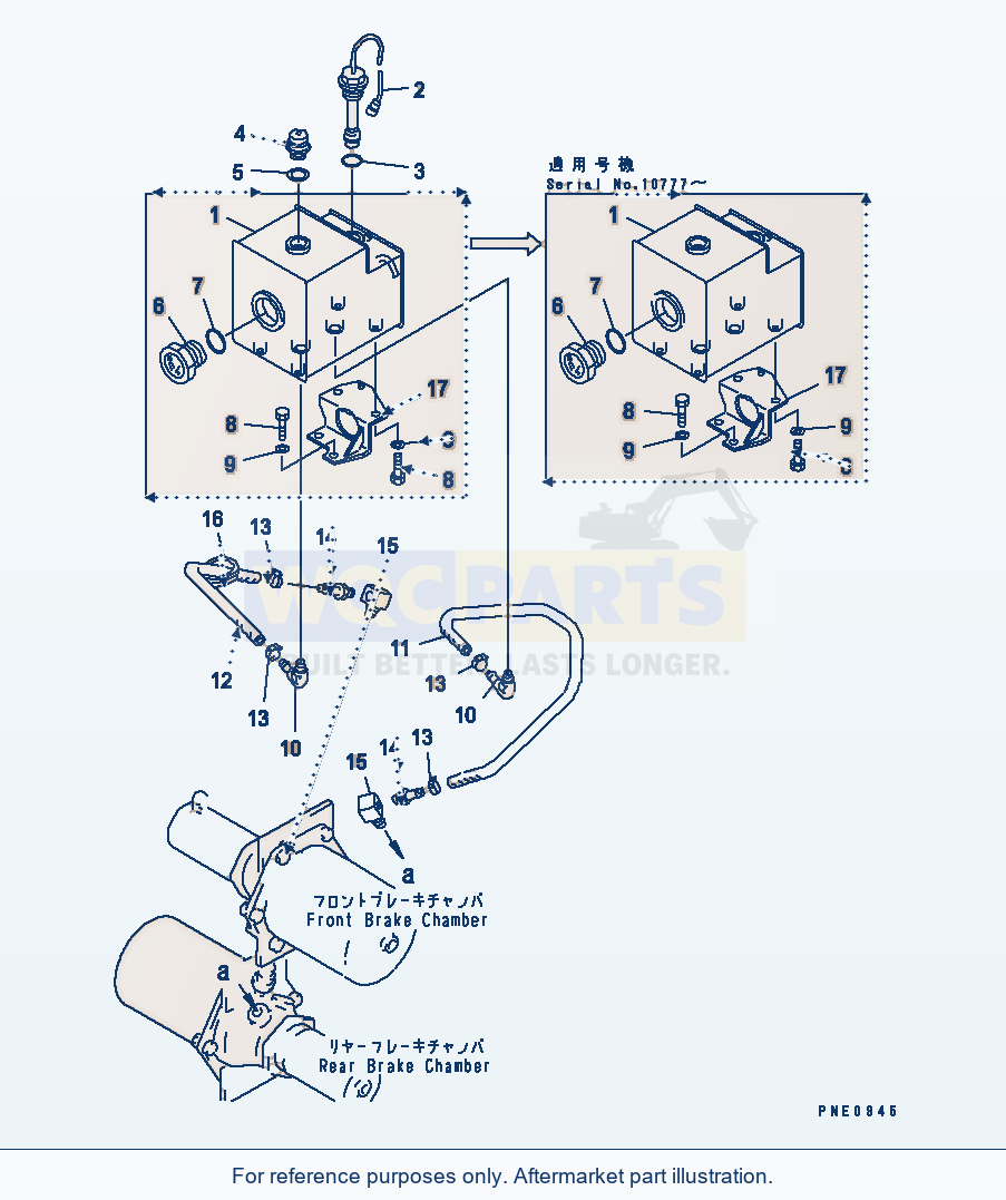 Komatsu WA600-1 Brake Oil Piping (Tank To Chamber)(#10495-) parts diagram