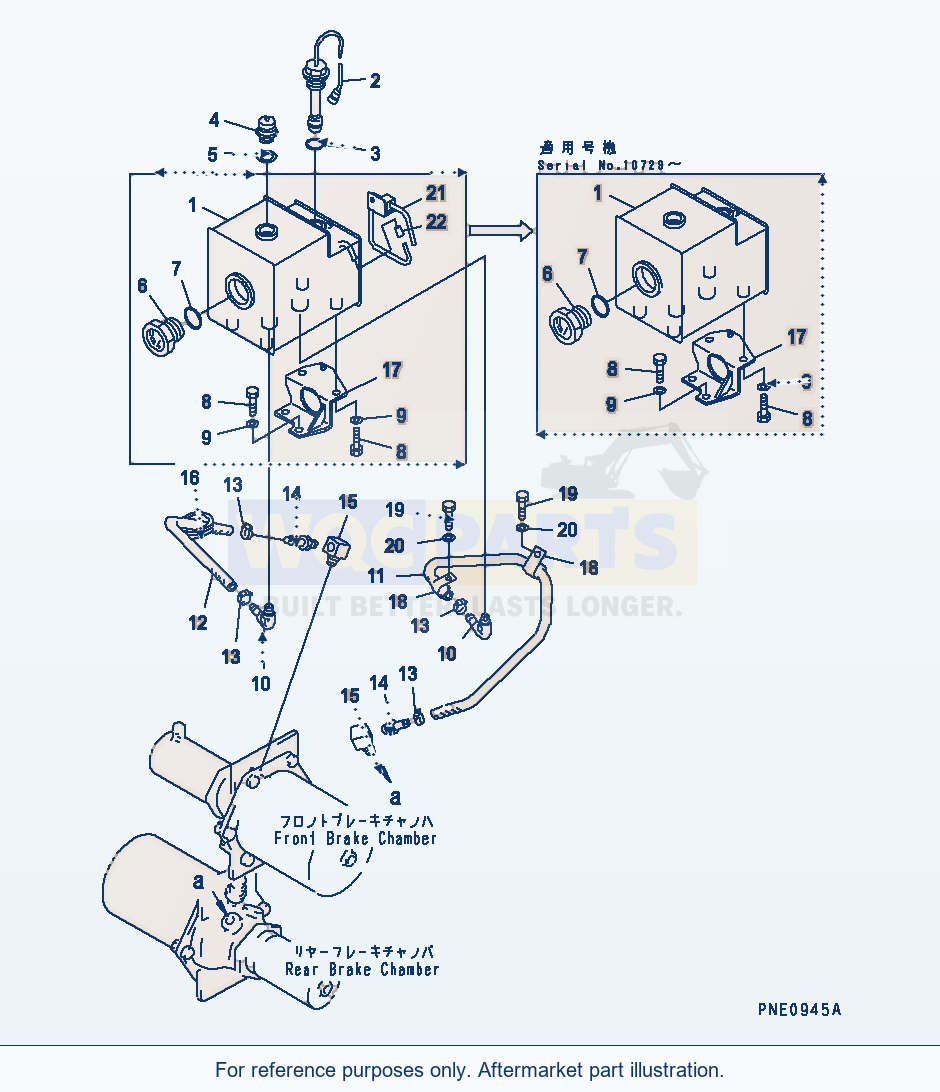 Komatsu WA600-1 Brake Oil Piping (Tank To Chamber)(#10514-) parts diagram