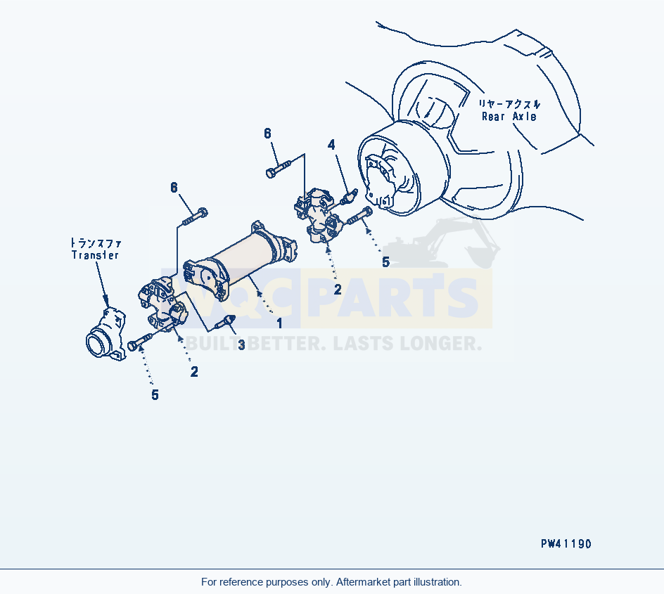 Komatsu WA600-1 Drive Shaft (Rear) Serial 10001-UP parts diagram