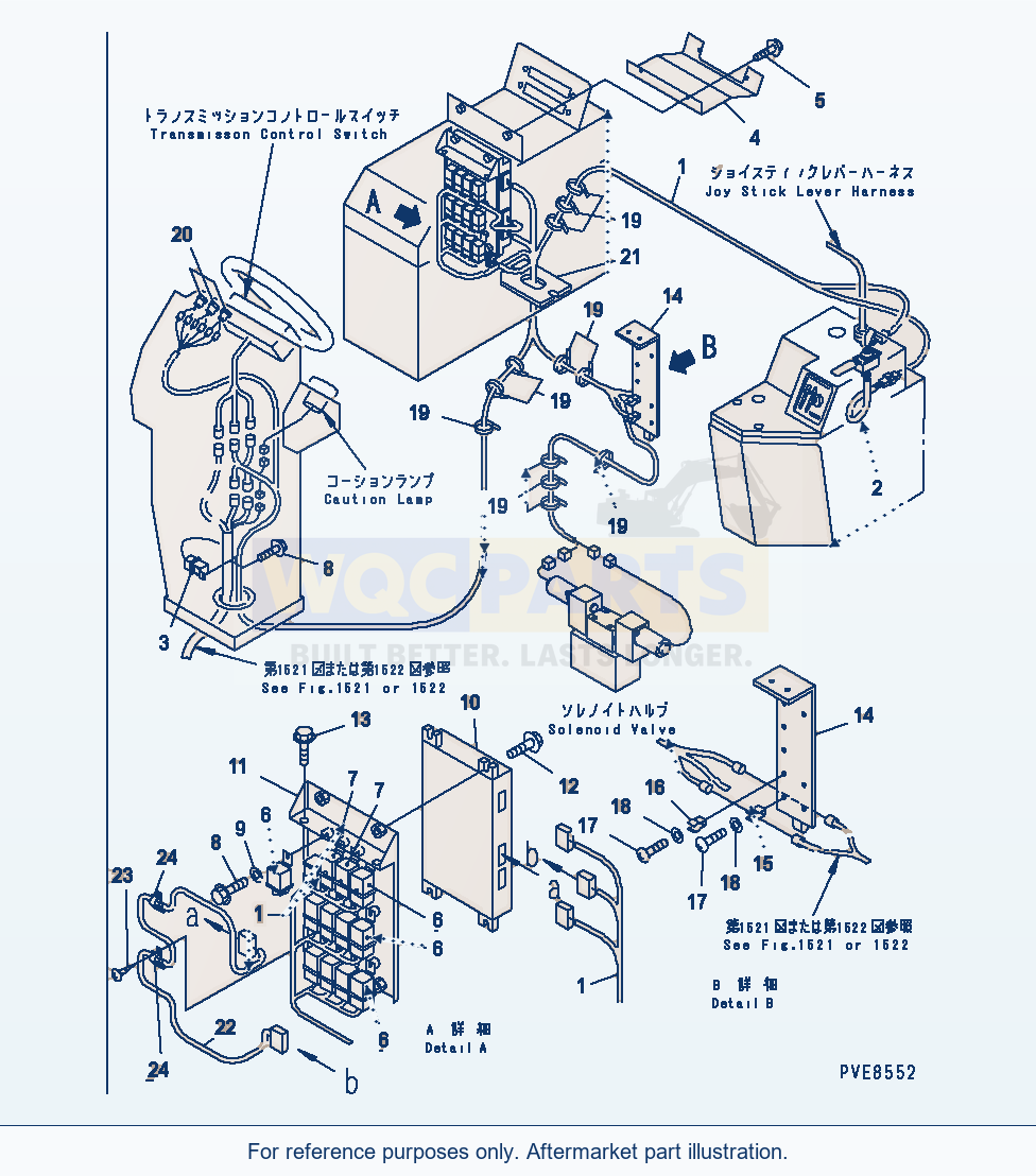 Komatsu WA600-1 Electrical System (For Joy Stick Steering)(#.-) parts diagram