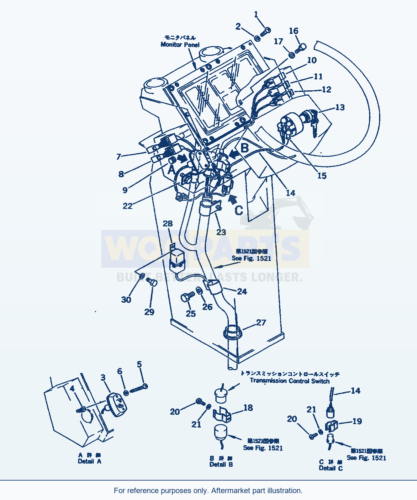 Komatsu WA600-1 Instrument Panel(#10001-10864) parts diagram