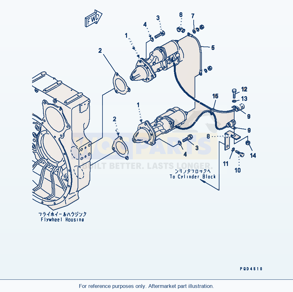 Komatsu WA600-1 Starting Motor Mounting (7.5Kw)(#15667-) parts diagram