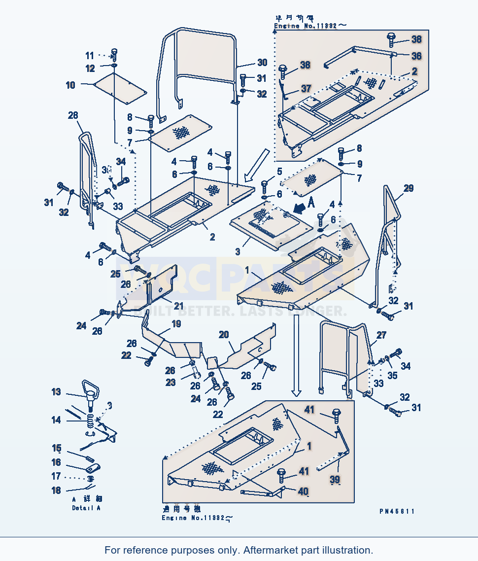 Komatsu WA600-1 Side Floor (With Cab) (Tbg Spec.)(#11061-) parts diagram