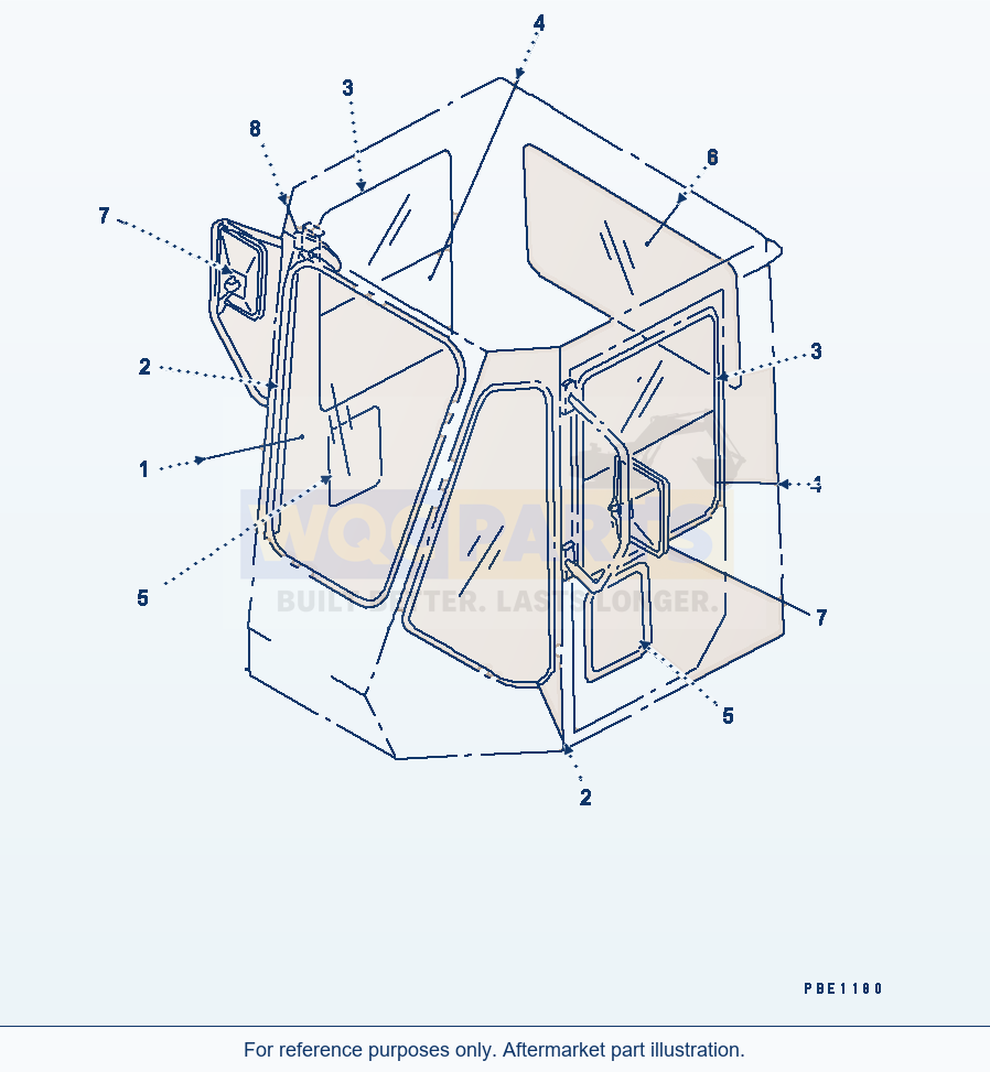 Komatsu WA600-1 Glass And Rear View Mirror (With Cab) parts diagram