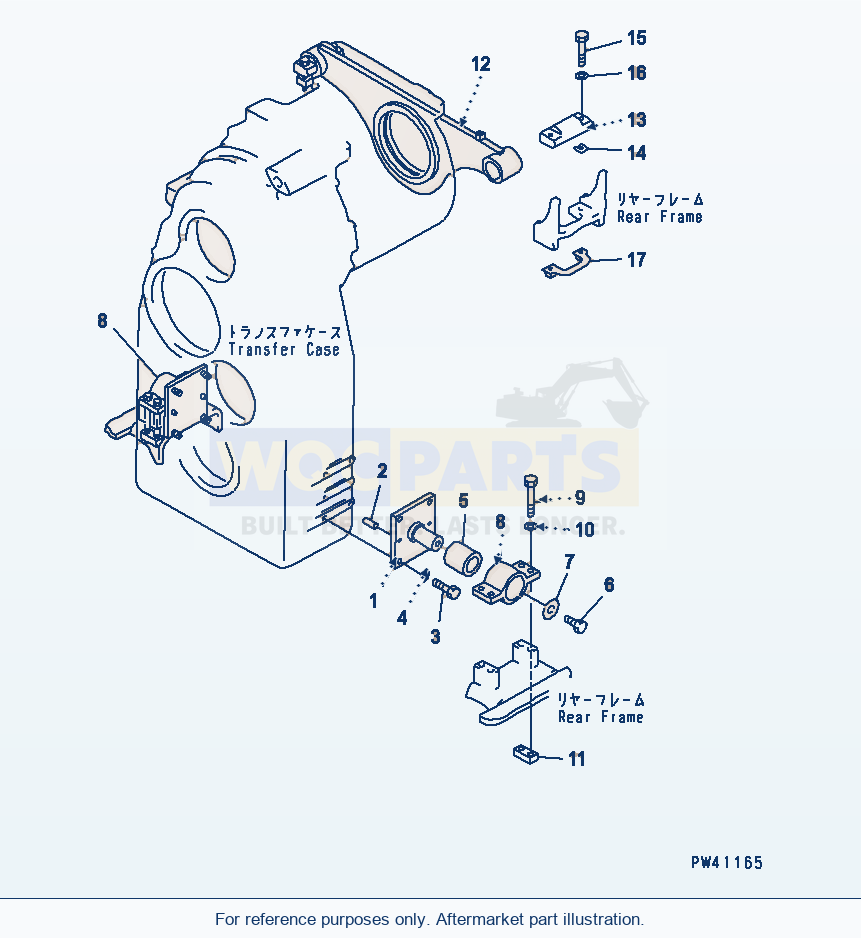 Komatsu WA600-1 Transmission Mounting Parts Serial 10001-UP parts diagram