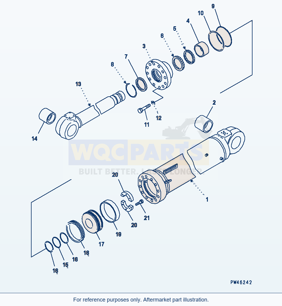 Komatsu WA600-1 Dump Cylinder (For Short Arm) parts diagram