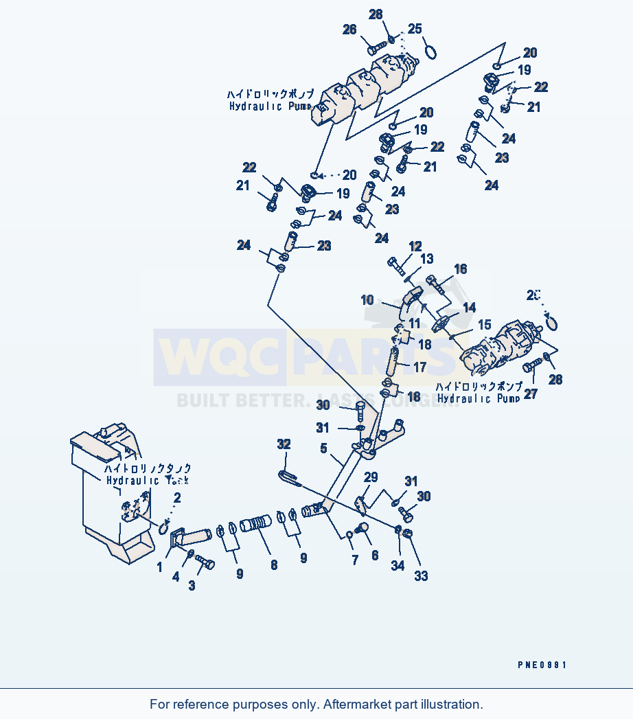 Komatsu WA600-1 Hydraulic Piping (Suction Line)(#11097-) parts diagram