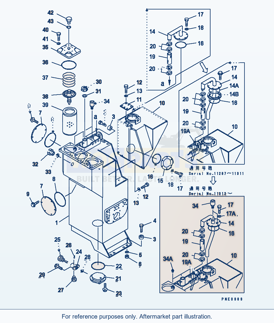 Komatsu WA600-1 Hydraulic Tank(#11141-11313) parts diagram