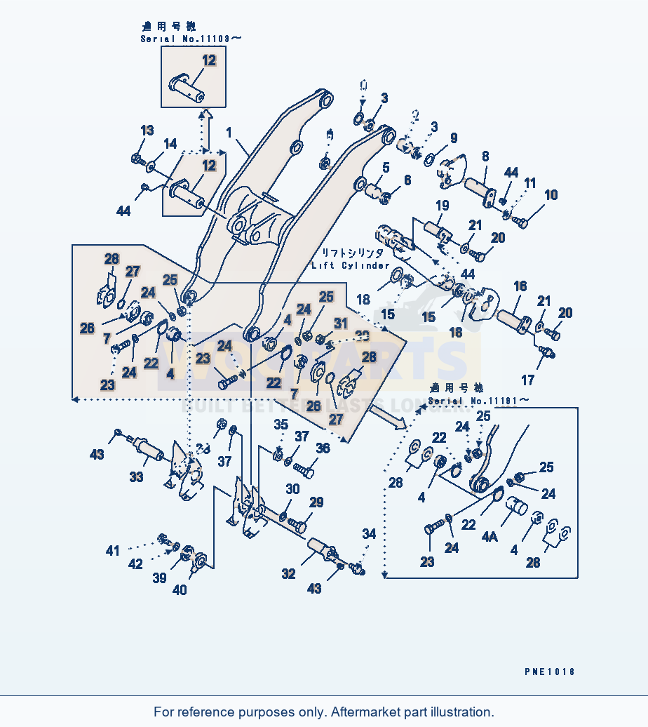 Komatsu WA600-1 Lift Arm (For Front Attachment)(#10710-) parts diagram
