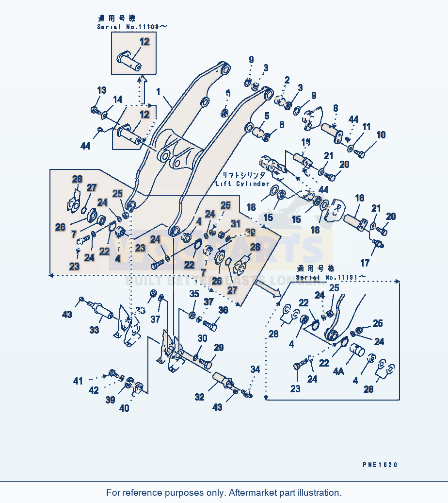 Komatsu WA600-1 Lift Arm (For Over Load Alarm)(#10710-) parts diagram
