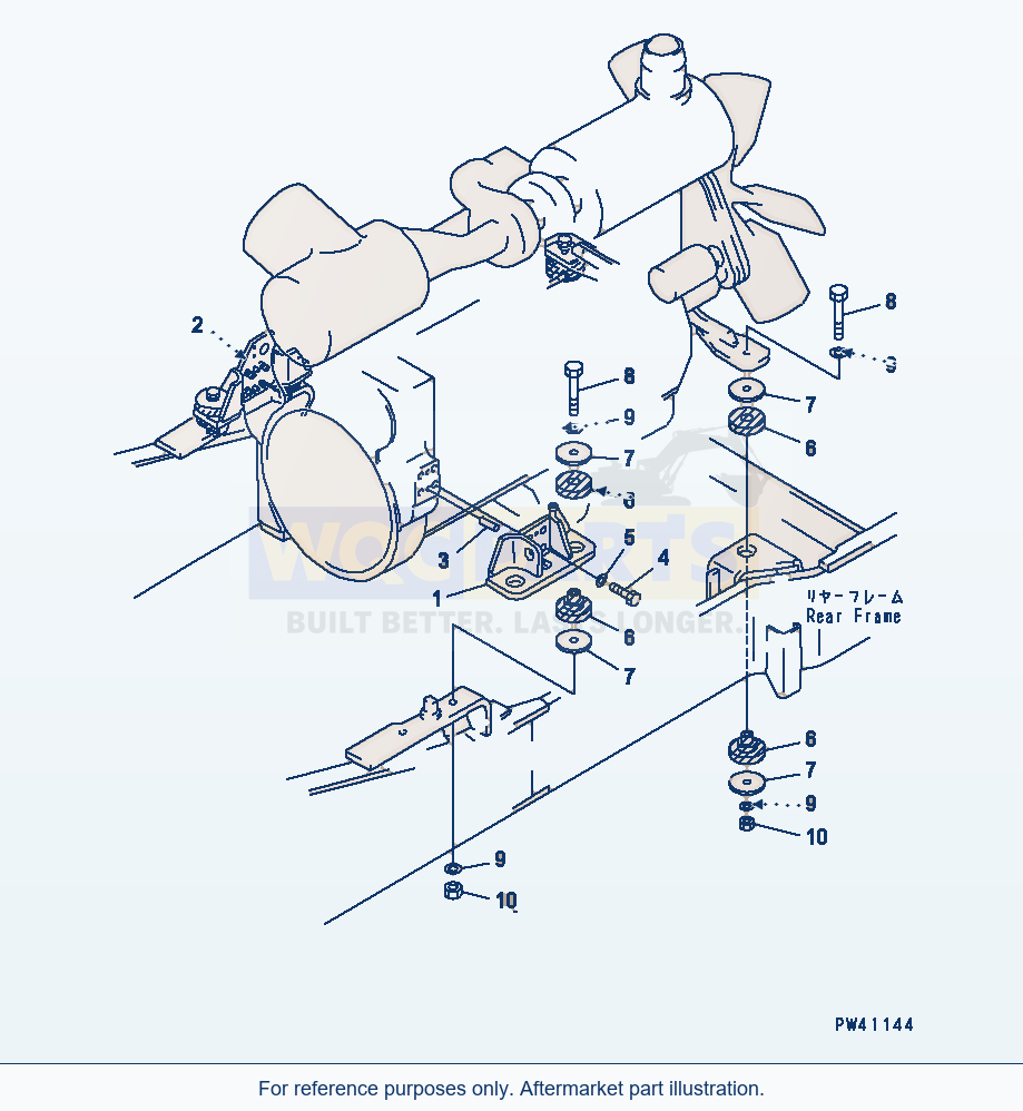Komatsu WA600-1H Engine Mounting Parts parts diagram