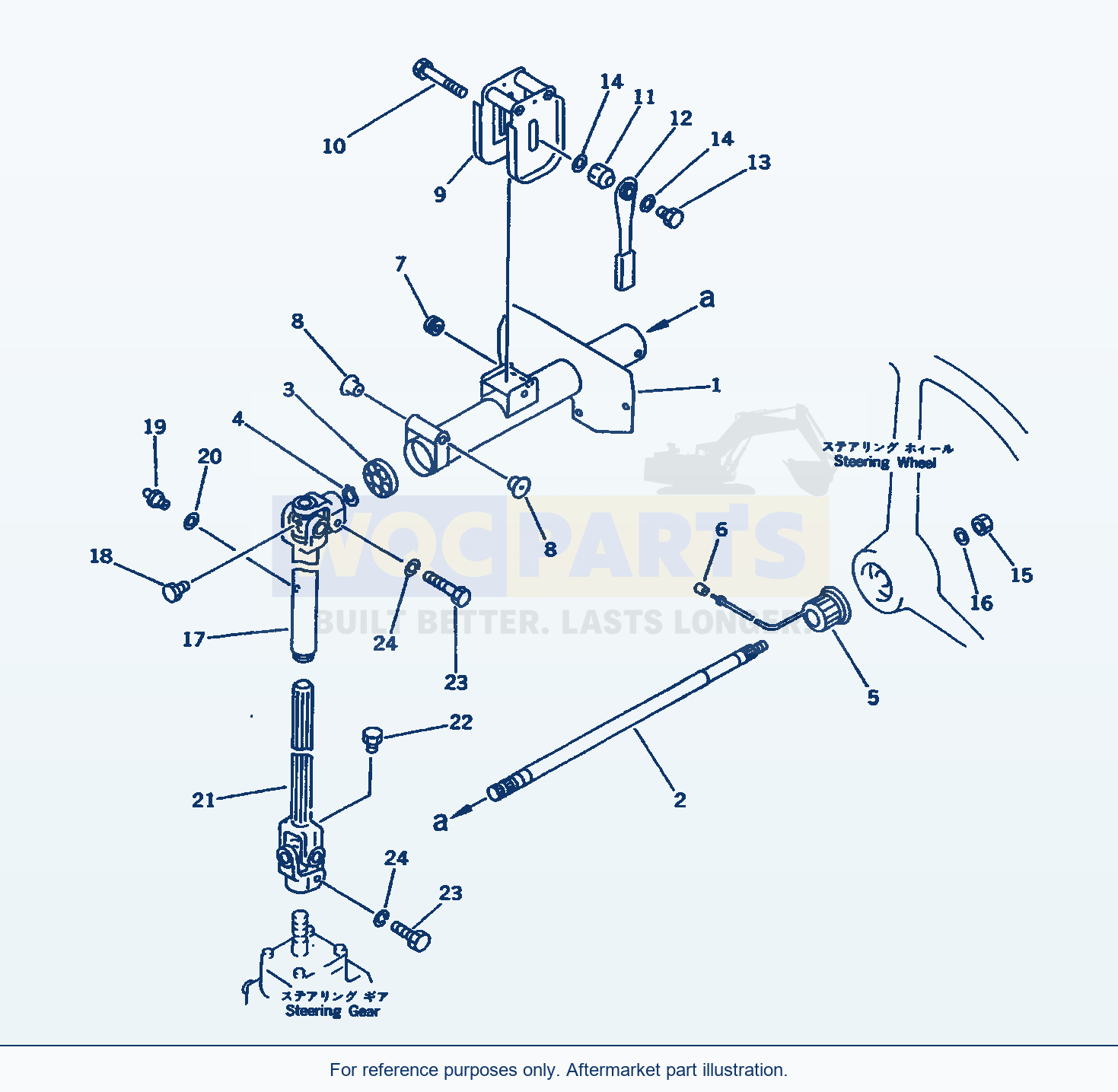 Komatsu WA600-1H Steering Column parts diagram