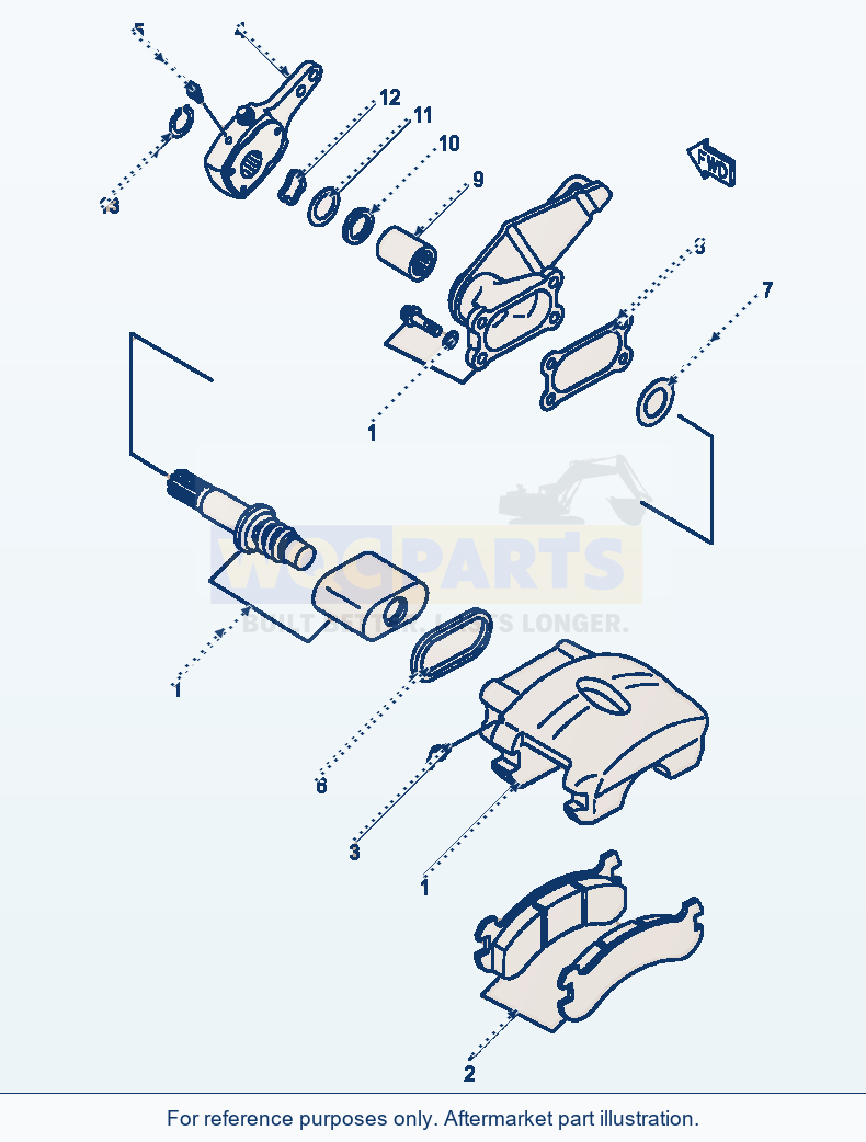 Komatsu WA600-1LC Parking Brake Pad Assembly parts diagram