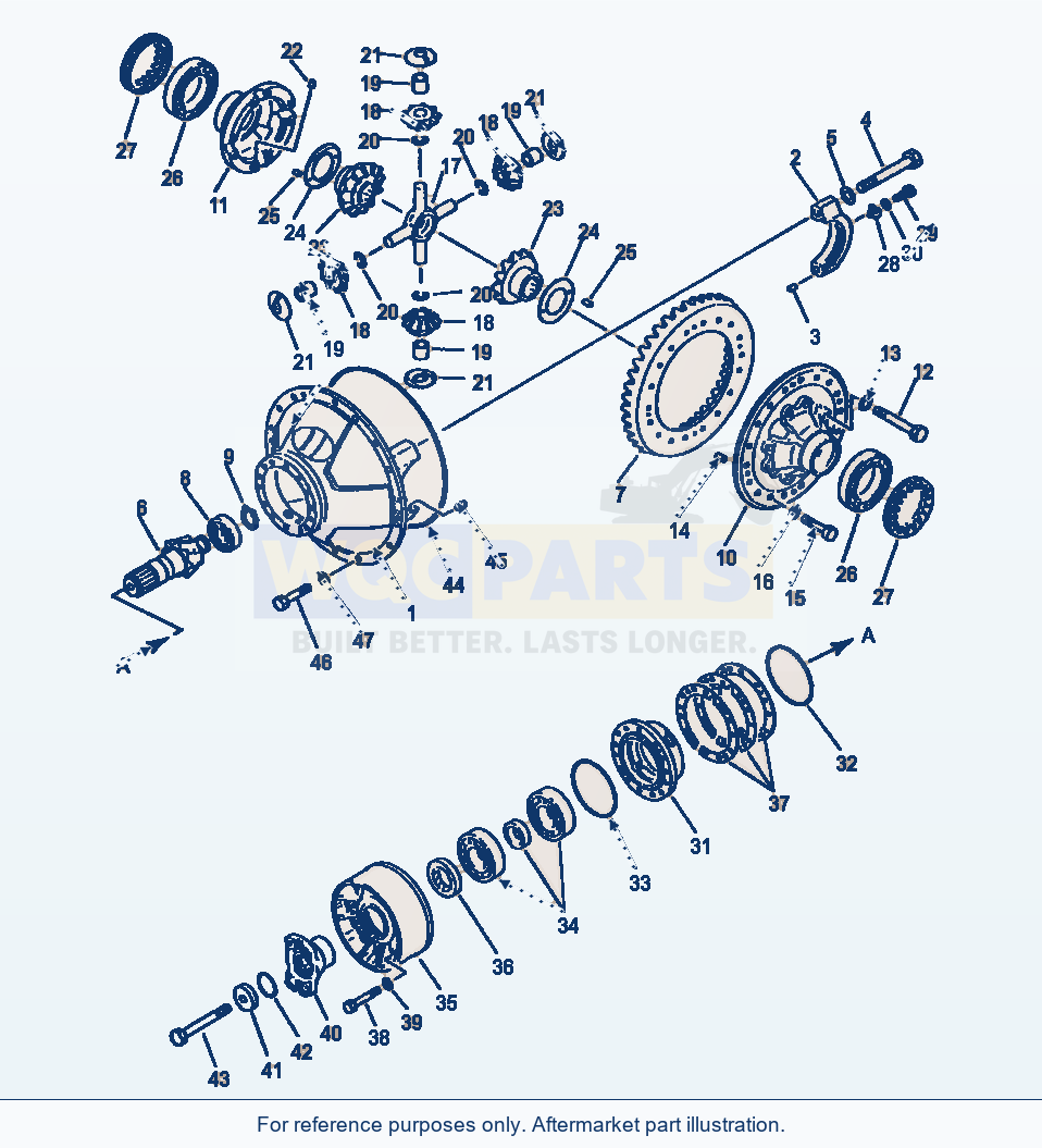 Komatsu WA600-1LC Rear Axle Differential parts diagram