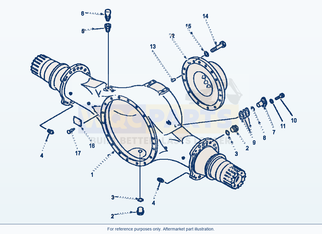 Komatsu WA600-1LC Rear Axle Housing parts diagram