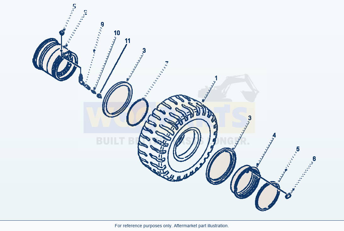 Komatsu WA600-1LC Wheel And Tubeless Tire parts diagram