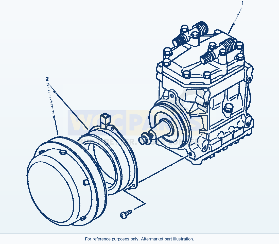 Komatsu WA600-1LC Air Conditioner Compressor And Clutch parts diagram