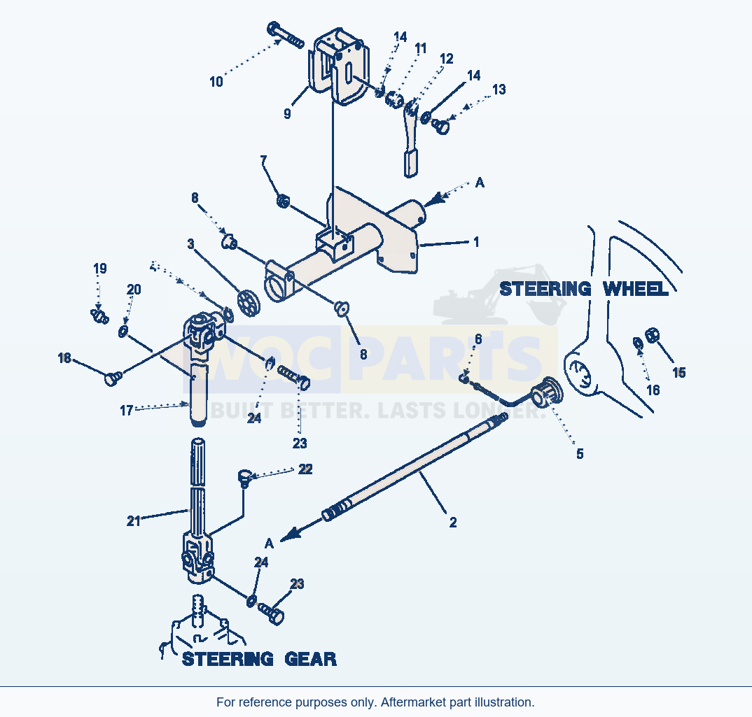 Komatsu WA600-1LC Steering Column parts diagram