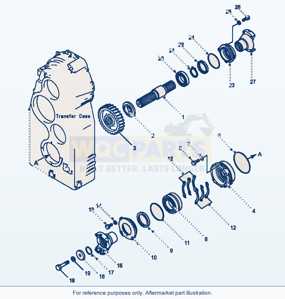 Komatsu WA600-1LC Transmission Transfer Output Shaft parts diagram