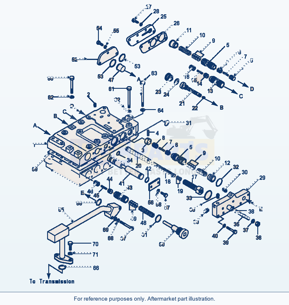 Komatsu WA600-1LC Transmission Upper Control Valve parts diagram