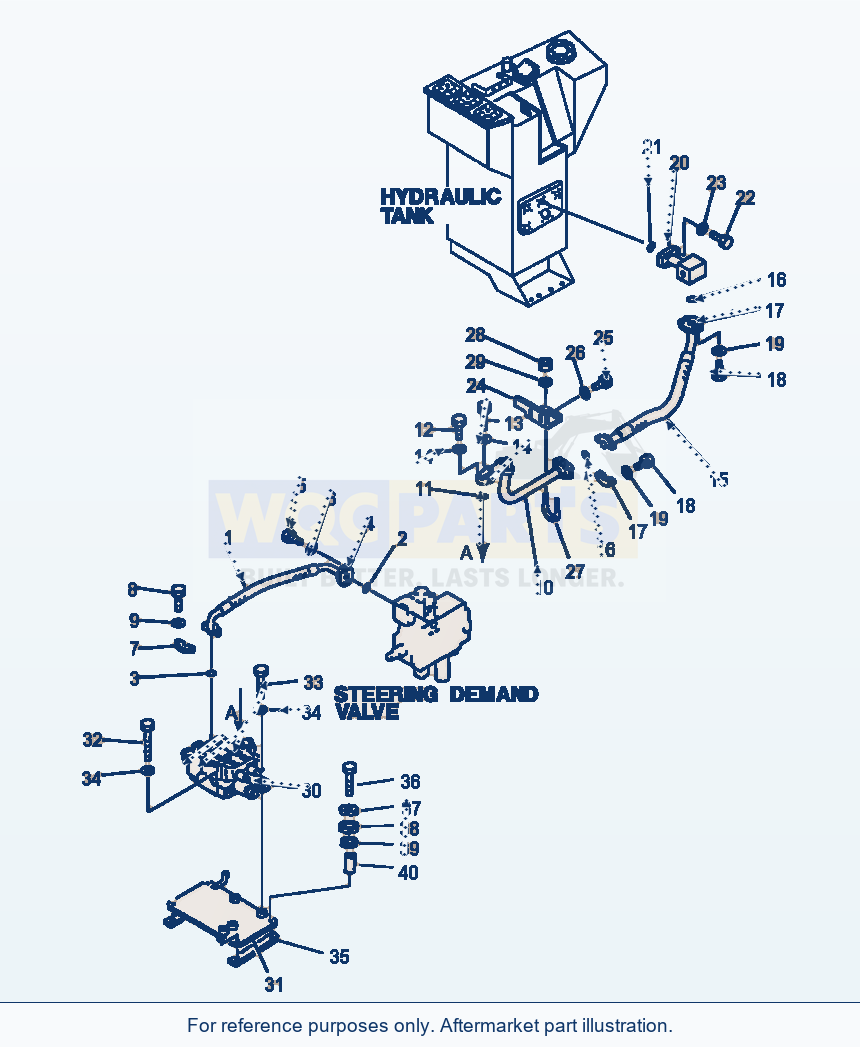 Komatsu WA600-1LC Hydraulic Piping Control Valve To Tank parts diagram