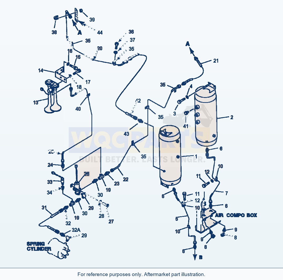 Komatsu WA600-1LE Air Piping - Dry Tank And Horn (03Ar600K.001) parts diagram