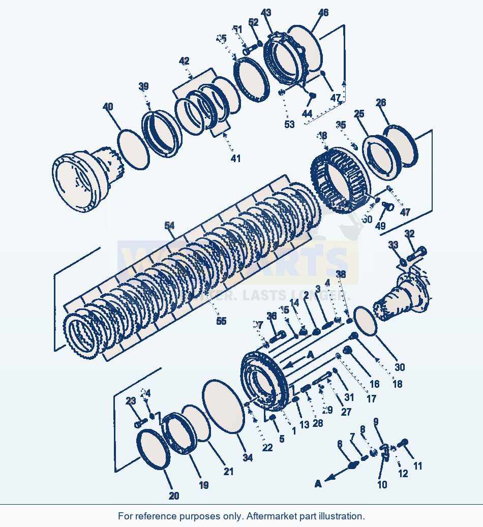 Komatsu WA600-1LE Front And Rear Axle Wheel Brake parts diagram