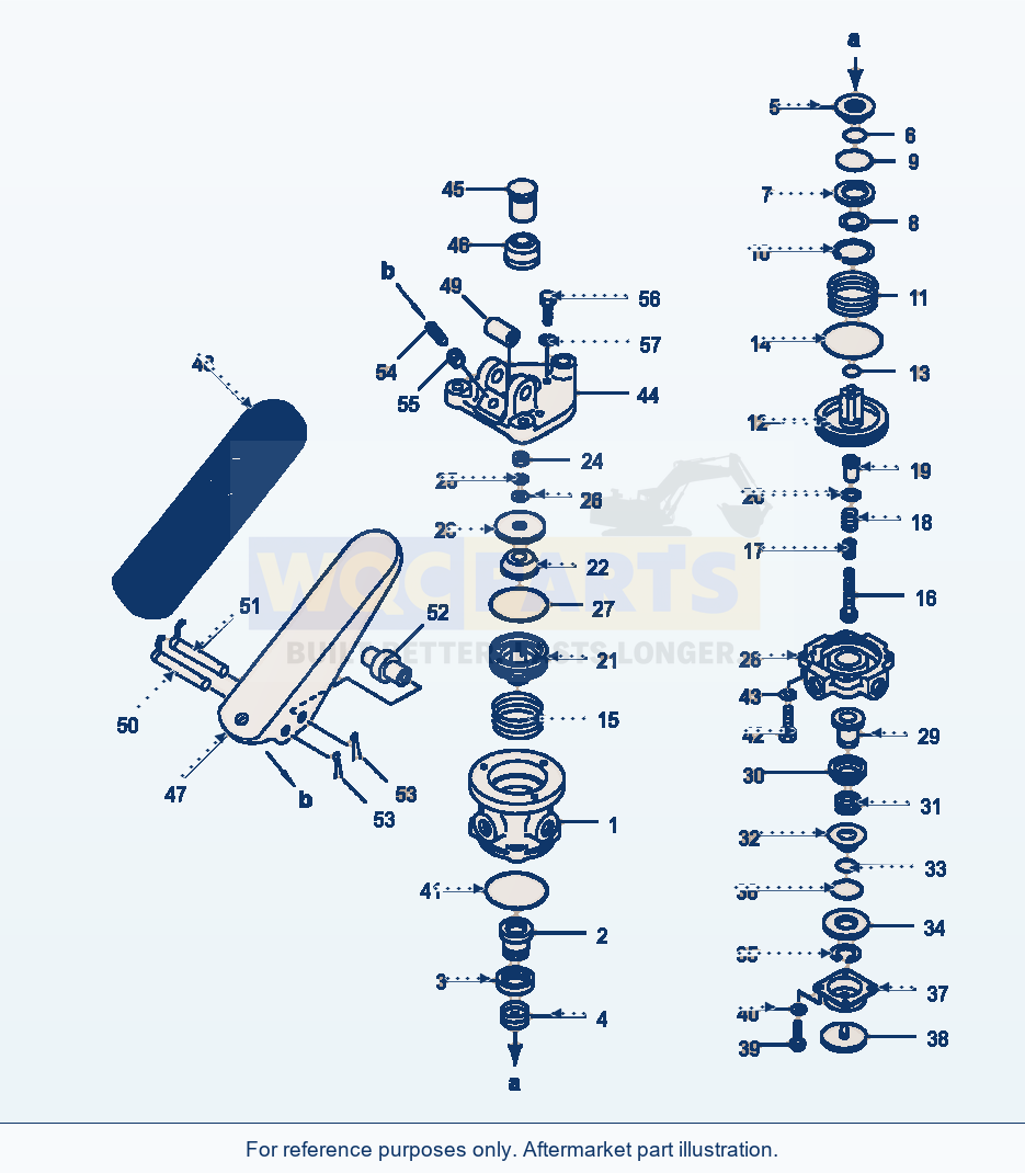 Komatsu WA600-1LE Treadle Valve parts diagram