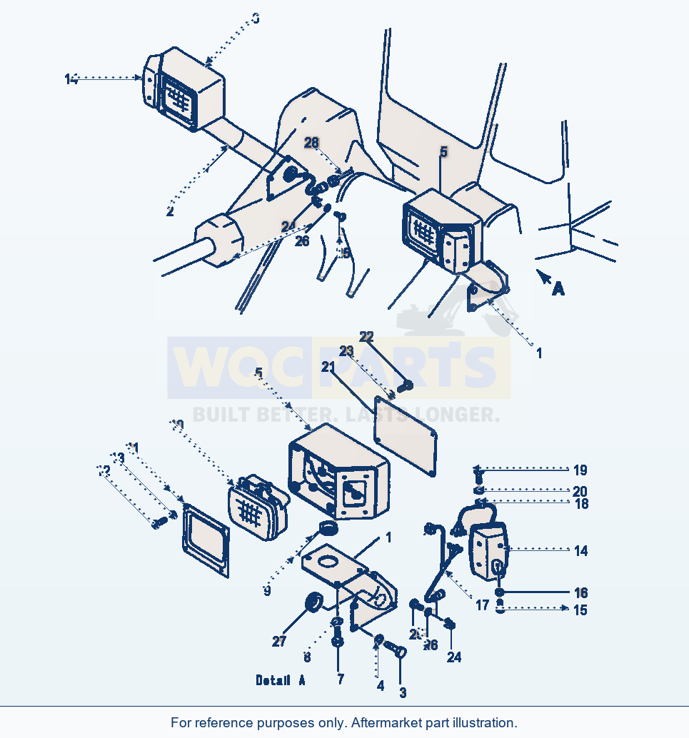 Komatsu WA600-1LE Electrical System Front Lights (08Ad600K.003) parts diagram