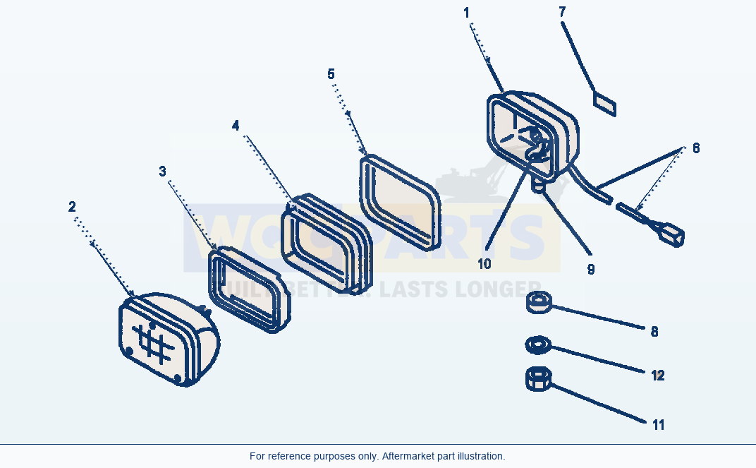Komatsu WA600-1LE Cab Mounted Work Lamp Assembly parts diagram