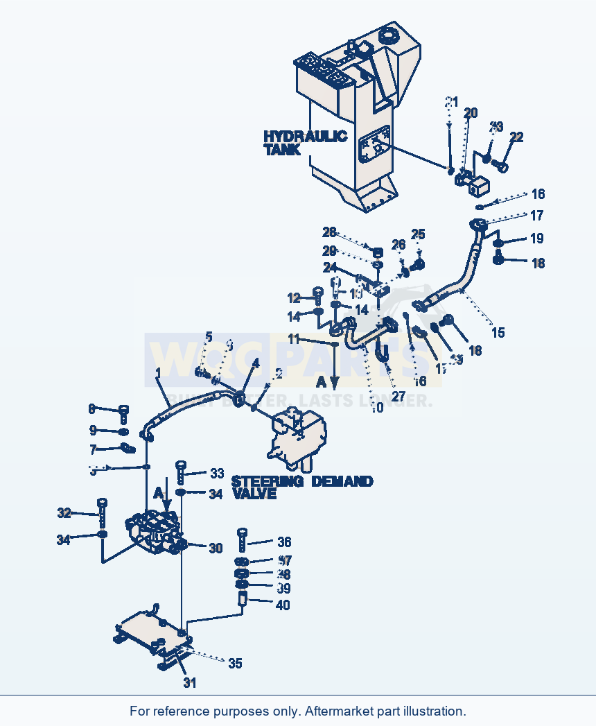 Komatsu WA600-1LE Hydraulic Piping Control Valve To Tank parts diagram