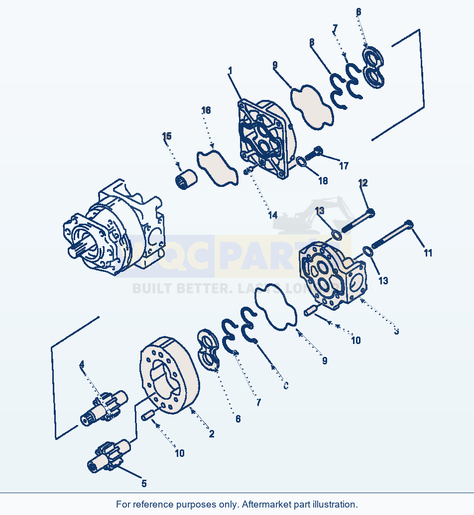 Komatsu WA600-1LE Work Equipment Hydraulic Pump Rear Section parts diagram